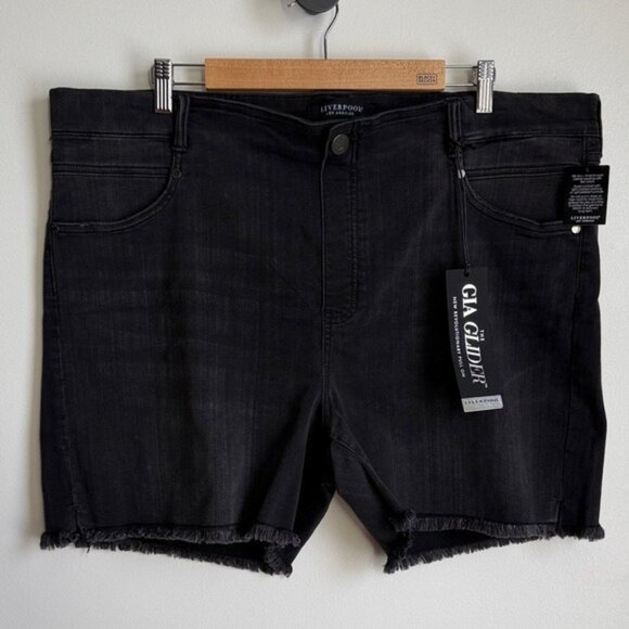 Liverpool Gia Glider Pull ON Charcoal Jean Shorts - 24W - Picture 2 of 6